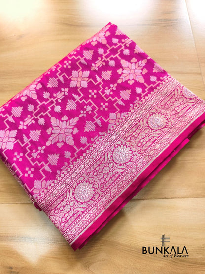 Pink Ektara Banarasi Jamdani Weaved Silk Saree