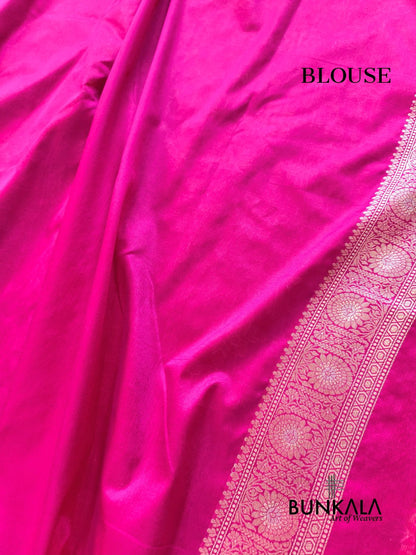 Pink Ektara Banarasi Jamdani Weaved Silk Saree