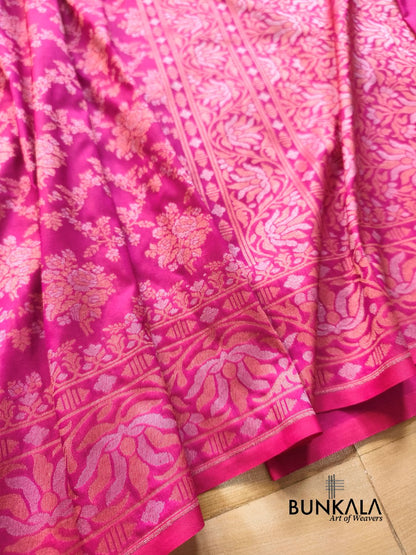 Pink Ektara Banarasi Jamdani Weaved Silk Saree 