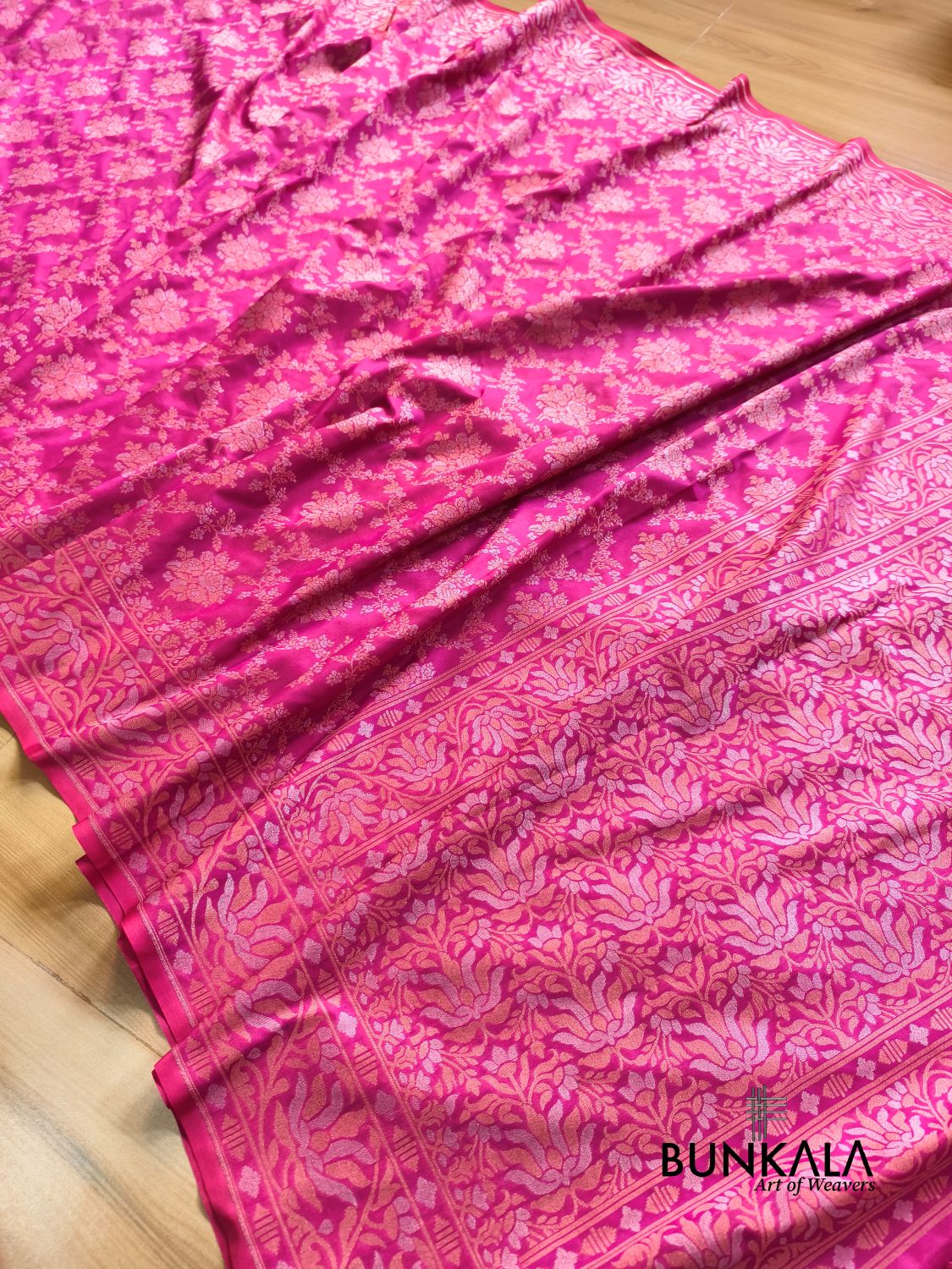 Pink Ektara Banarasi Jamdani Weaved Silk Saree 