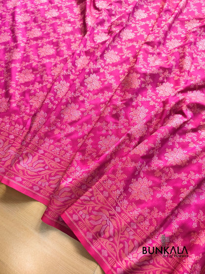 Pink Ektara Banarasi Jamdani Weaved Silk Saree 