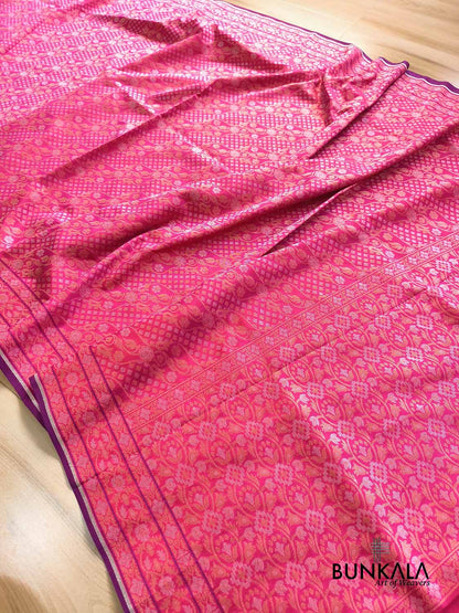 Pink Ektara Banarasi Jamdani Weaved Silk Saree