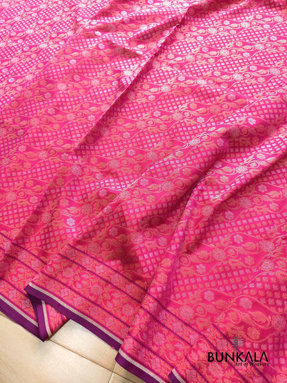 Pink Ektara Banarasi Jamdani Weaved Silk Saree