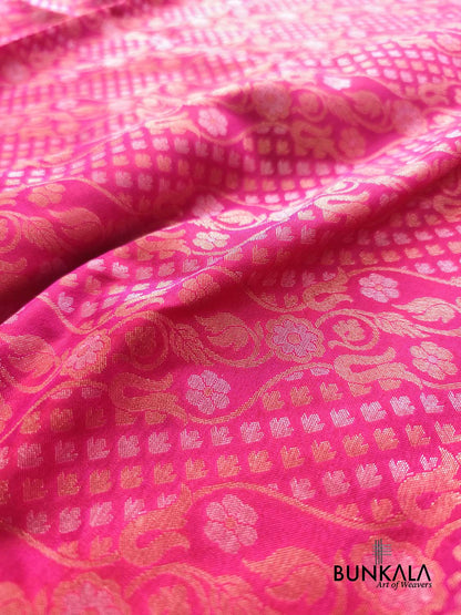 Pink Ektara Banarasi Jamdani Weaved Silk Saree