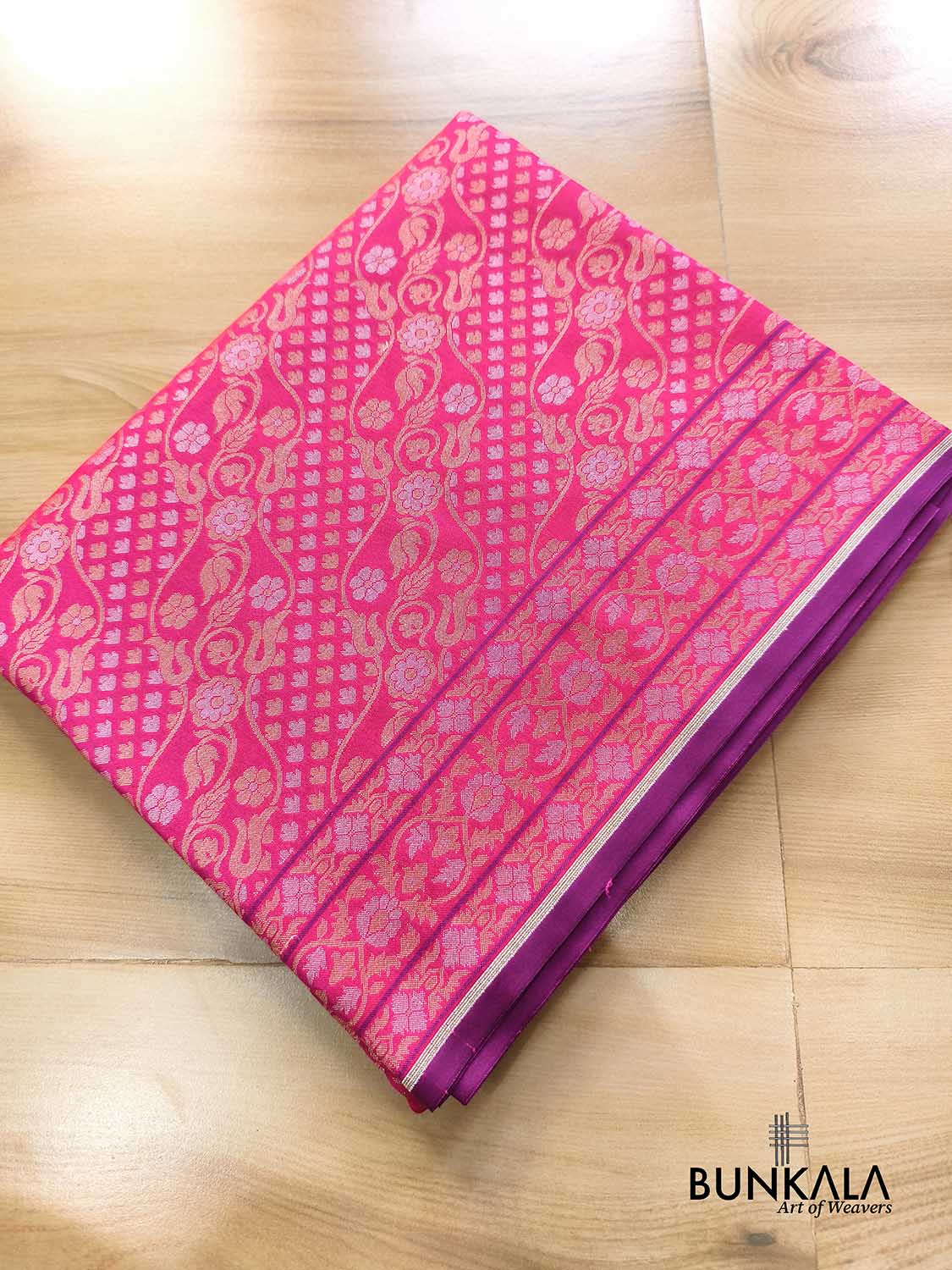 Pink Ektara Banarasi Jamdani Weaved Silk Saree