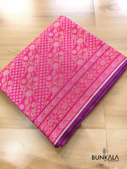 Pink Ektara Banarasi Jamdani Weaved Silk Saree