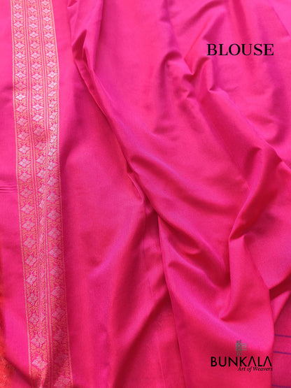 Pink Ektara Banarasi Jamdani Weaved Silk Saree
