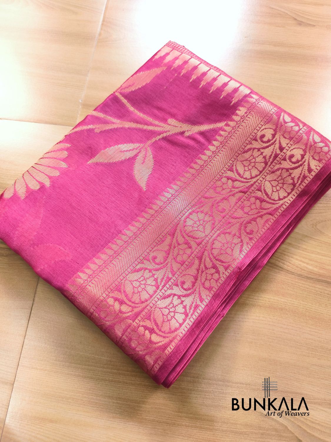 Pink Floral Pure Banarasi Mango Silk Saree 