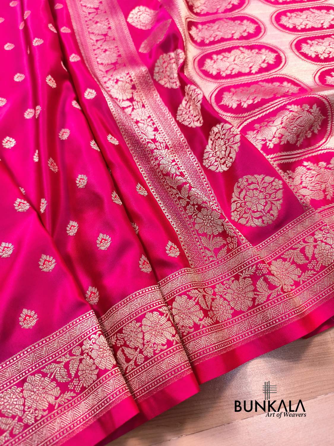Pink Meena Buti Banarasi Mashru Silk Saree