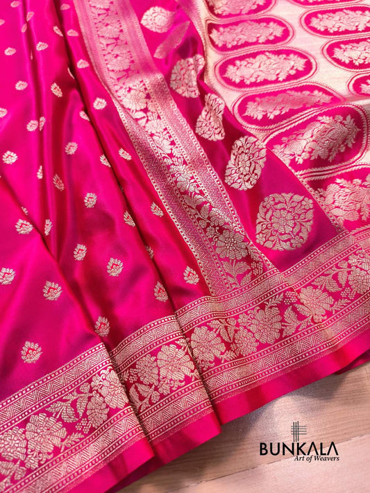Pink Meena Buti Banarasi Mashru Silk Saree