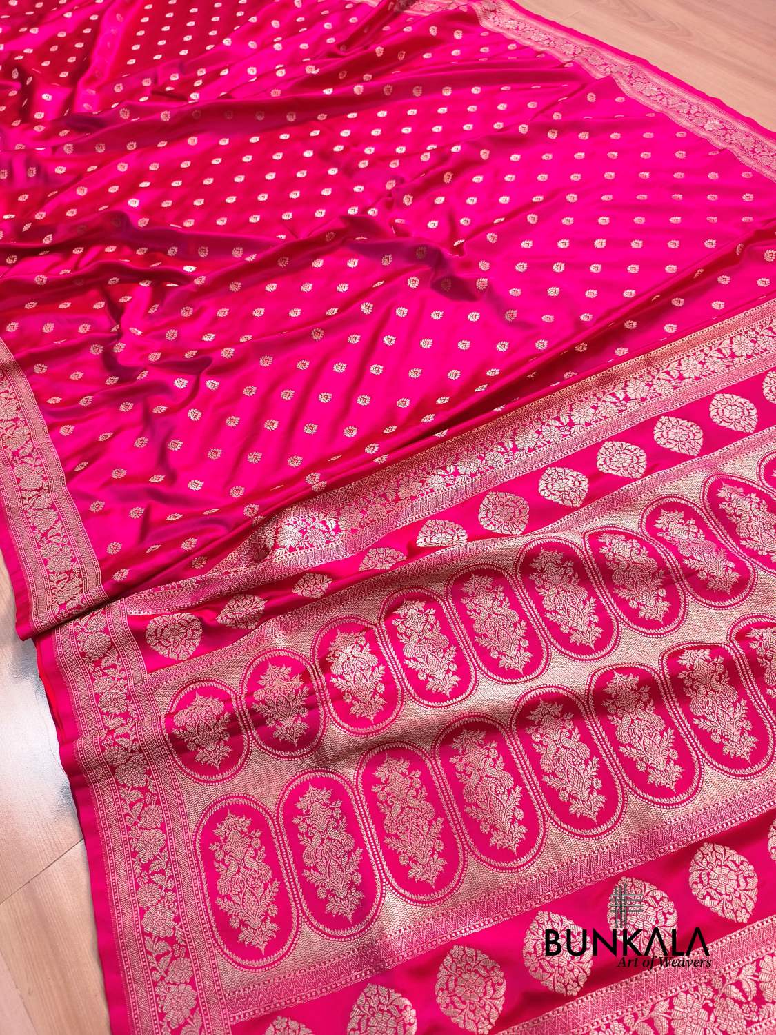 Pink Meena Buti Banarasi Mashru Silk Saree