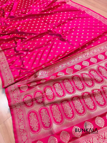 Pink Meena Buti Banarasi Mashru Silk Saree