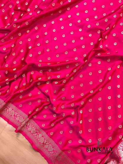 Pink Meena Buti Banarasi Mashru Silk Saree