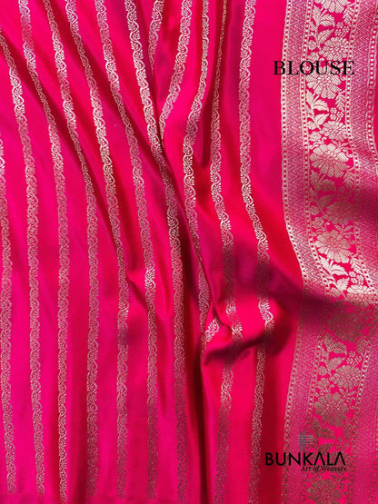 Pink Meena Buti Banarasi Mashru Silk Saree