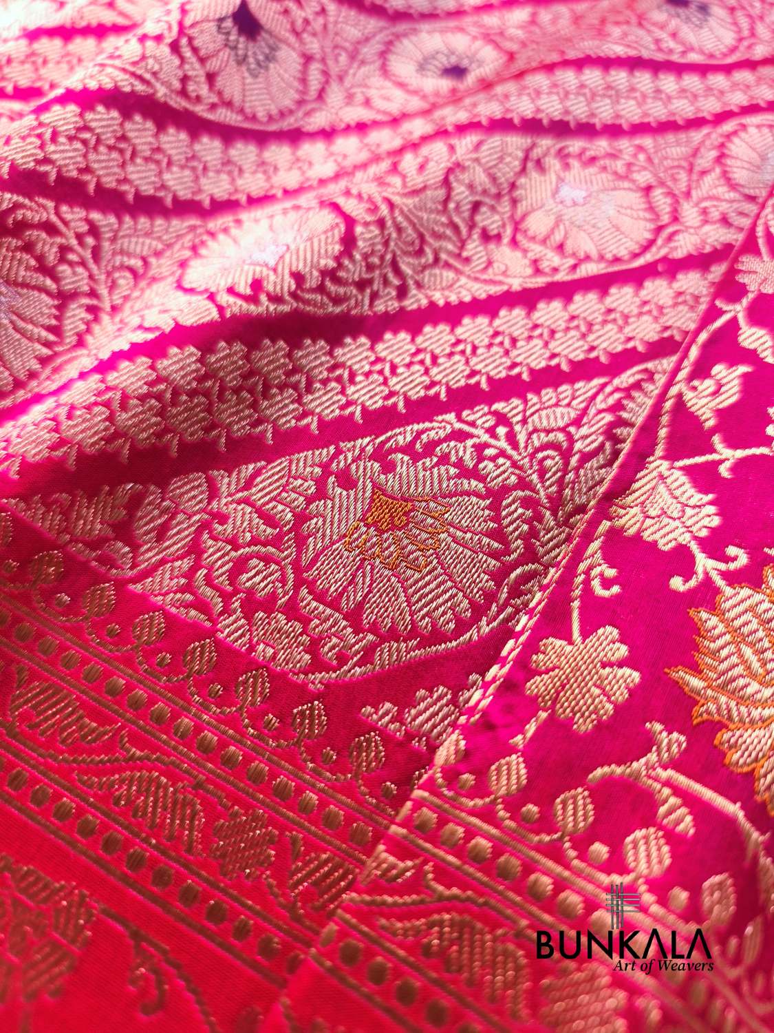 Pink Meenakari Kadwa Brocade Handloom Banarasi Pure Katan Silk Saree