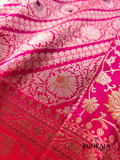 Pink Meenakari Kadwa Brocade Handloom Banarasi Pure Katan Silk Saree