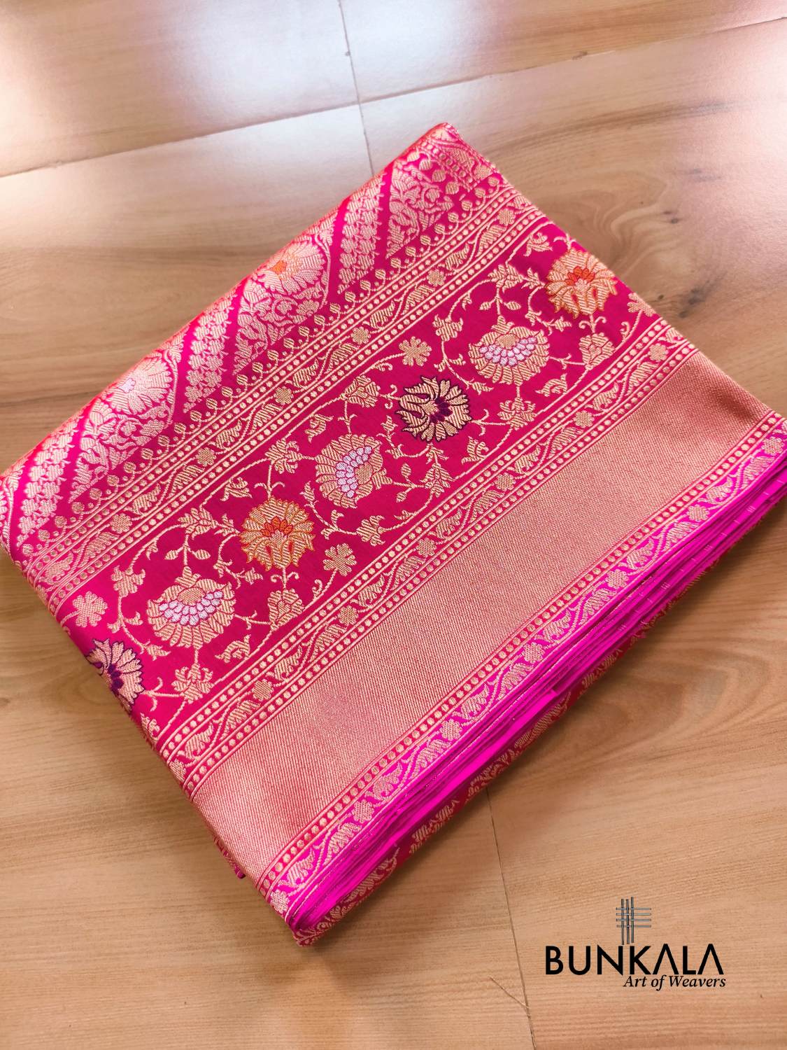 Pink Meenakari Kadwa Brocade Handloom Banarasi Pure Katan Silk Saree