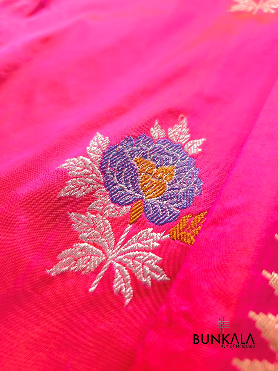 Pink Meenakari Rose Buta Kadwa Handloom Banarasi Pure Katan Silk Saree