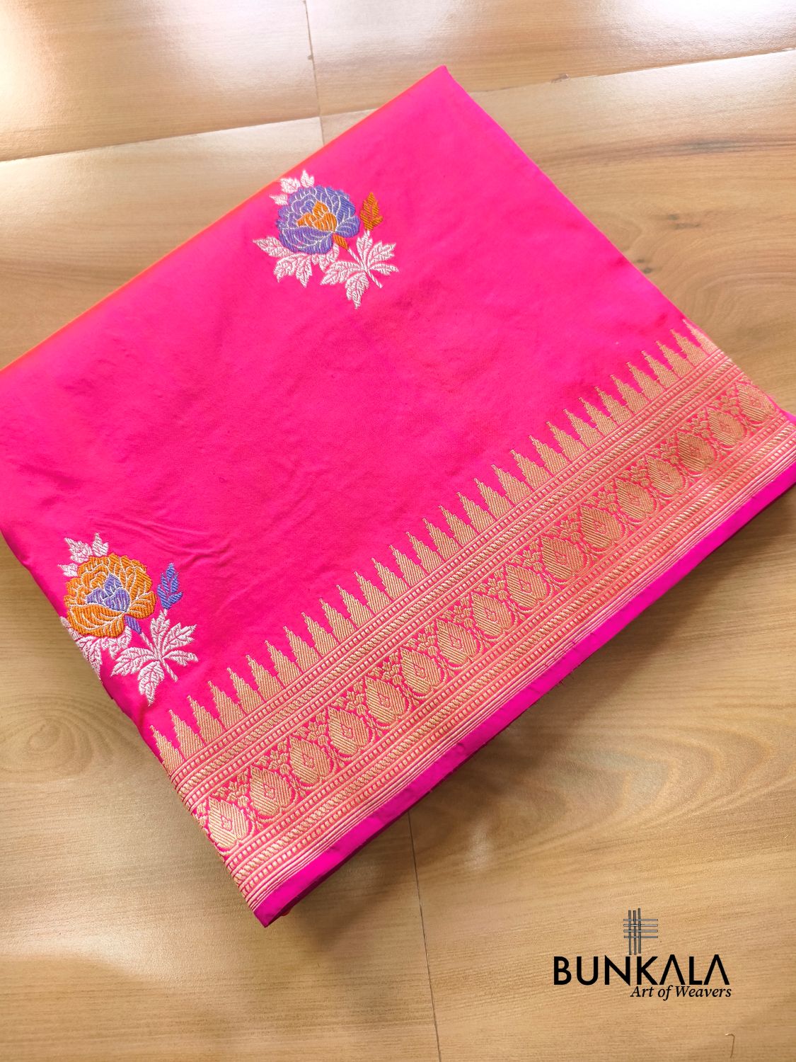 Pink Meenakari Rose Buta Kadwa Handloom Banarasi Pure Katan Silk Saree