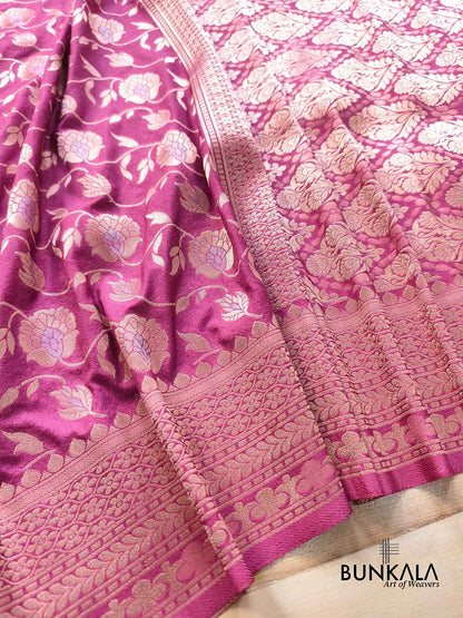 Pink Sona Zari Jaal Banarasi Georgette Saree