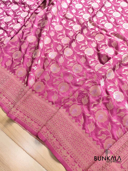 Pink Sona Zari Jaal Banarasi Georgette Saree