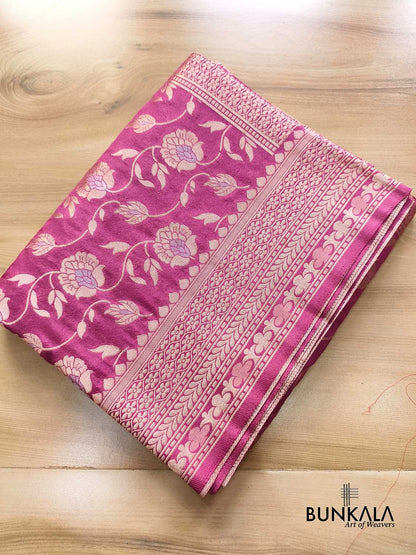 Pink Sona Zari Jaal Banarasi Georgette Saree