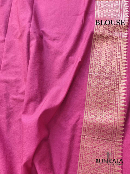 Pink Sona Zari Jaal Banarasi Georgette Saree