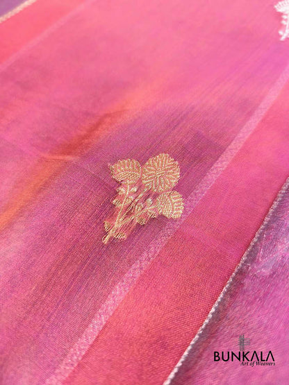 Pink Stripe Buti Handloom Banarasi Pure Tissue Silk Saree