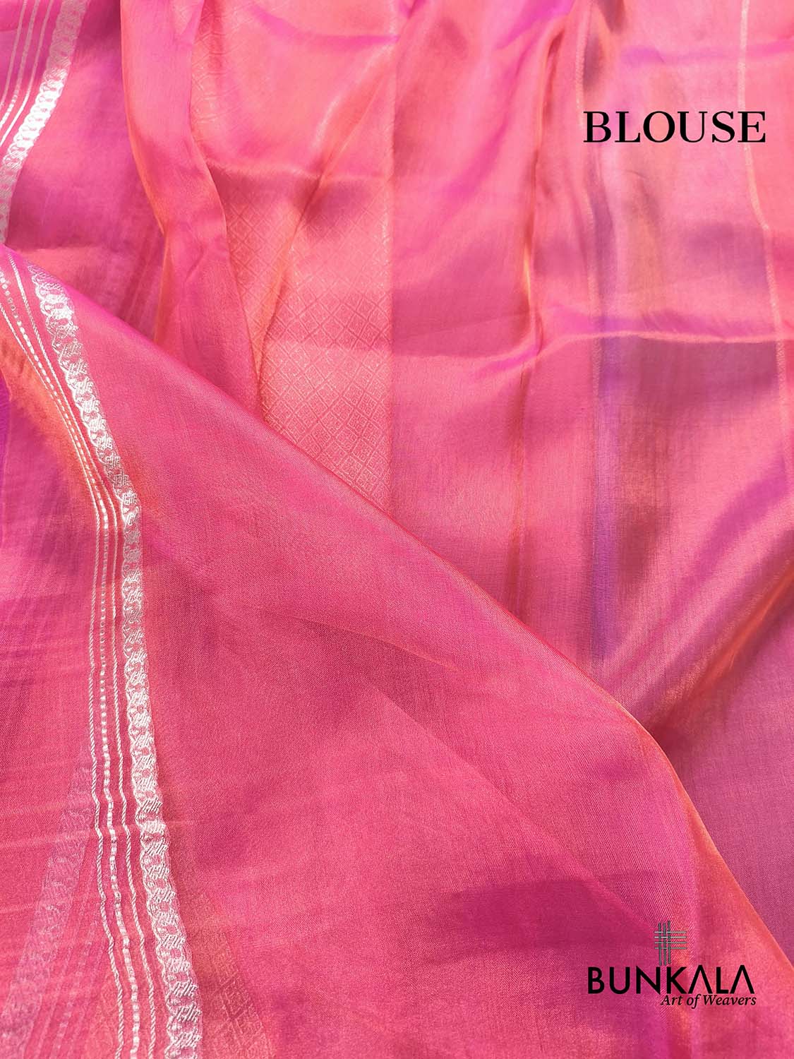 Pink Stripe Buti Handloom Banarasi Pure Tissue Silk Saree