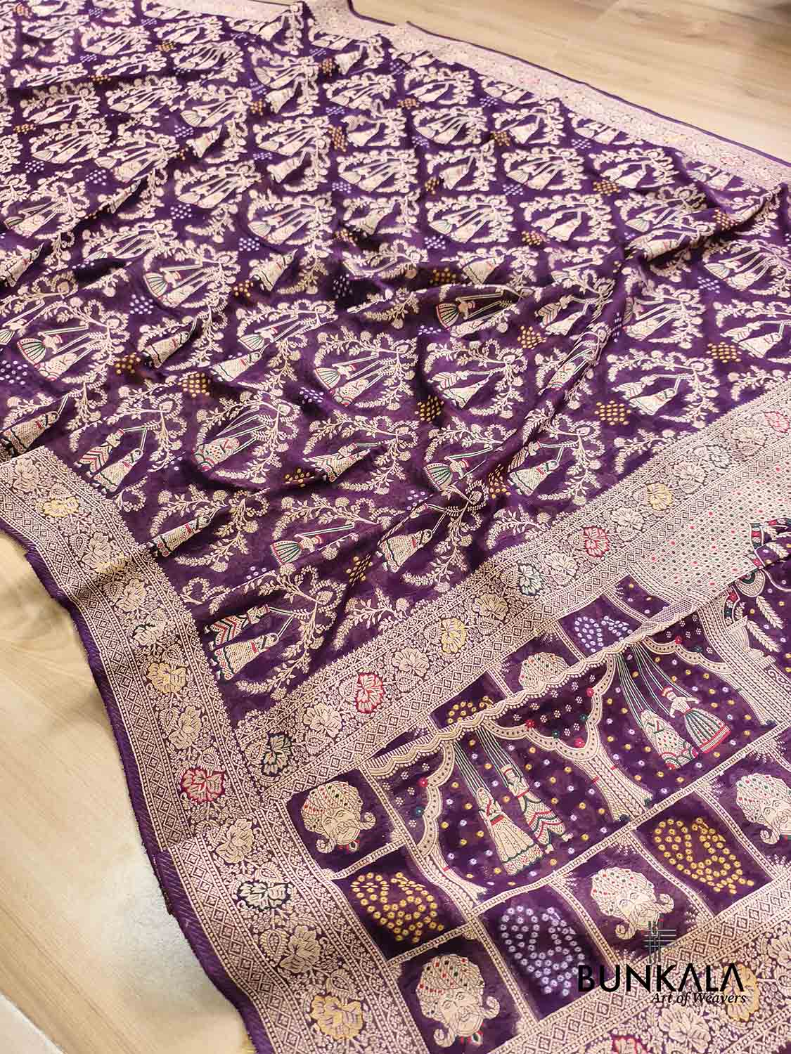 Purple Doll Jhula Motif Banarasi Georgette Saree