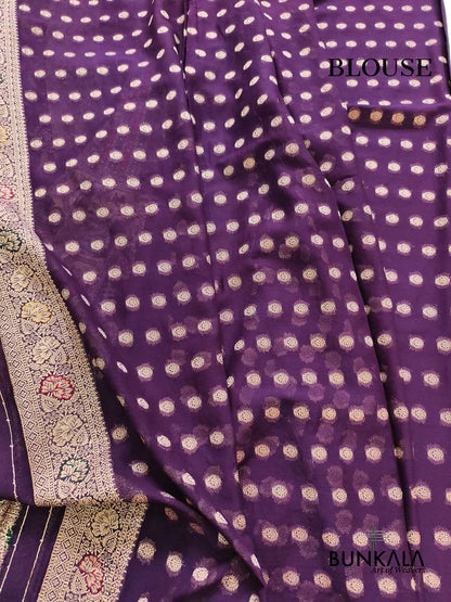 Purple Doll Jhula Motif Banarasi Georgette Saree