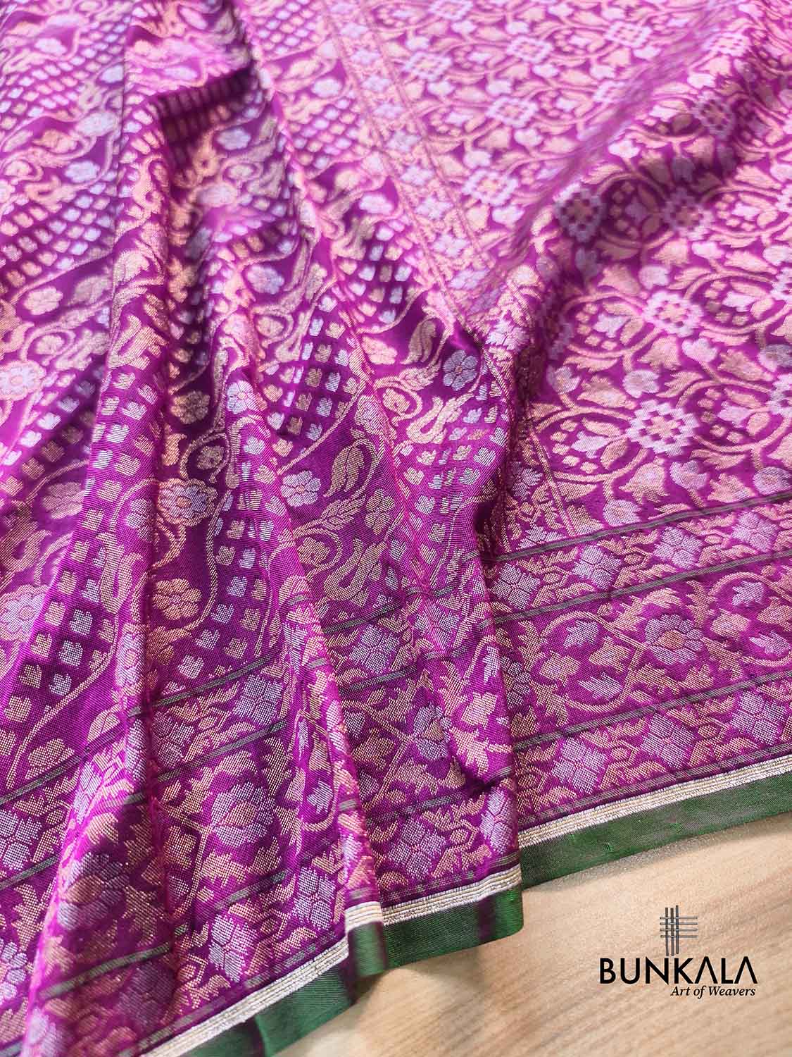 Purple Ektara Banarasi Jamdani Weaved Silk Saree