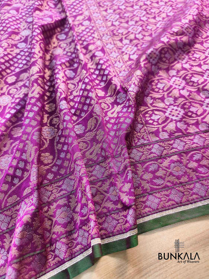 Purple Ektara Banarasi Jamdani Weaved Silk Saree