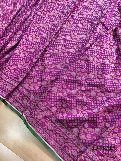 Purple Ektara Banarasi Jamdani Weaved Silk Saree
