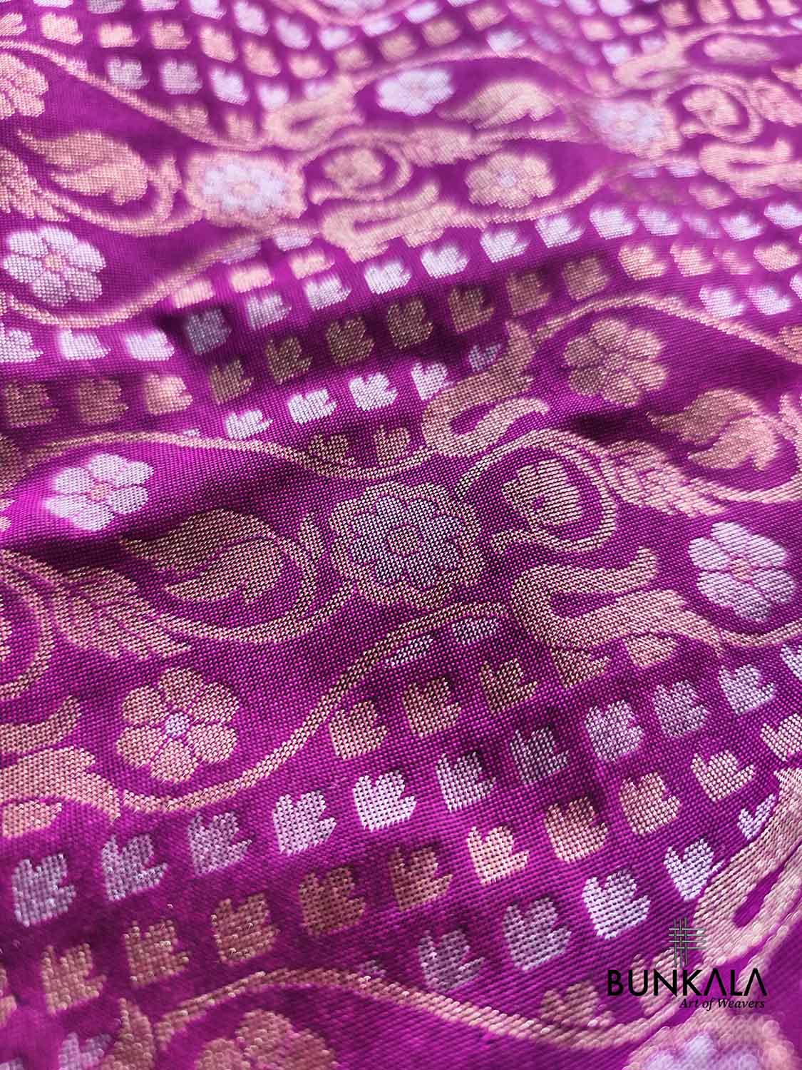 Purple Ektara Banarasi Jamdani Weaved Silk Saree
