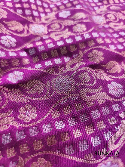 Purple Ektara Banarasi Jamdani Weaved Silk Saree