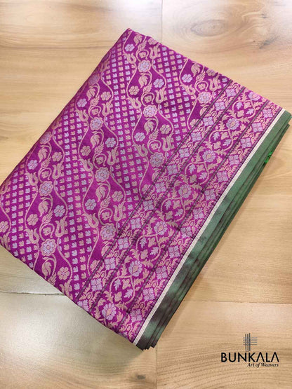 Purple Ektara Banarasi Jamdani Weaved Silk Saree