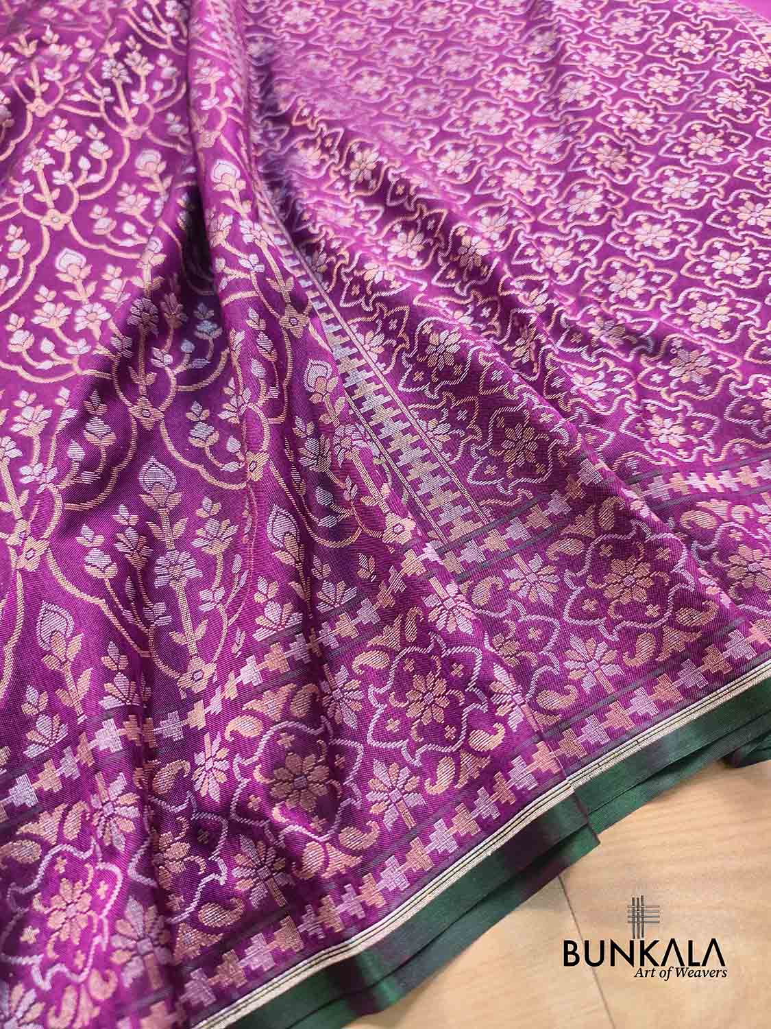 Purple Ektara Banarasi Jamdani Weaved Silk Saree