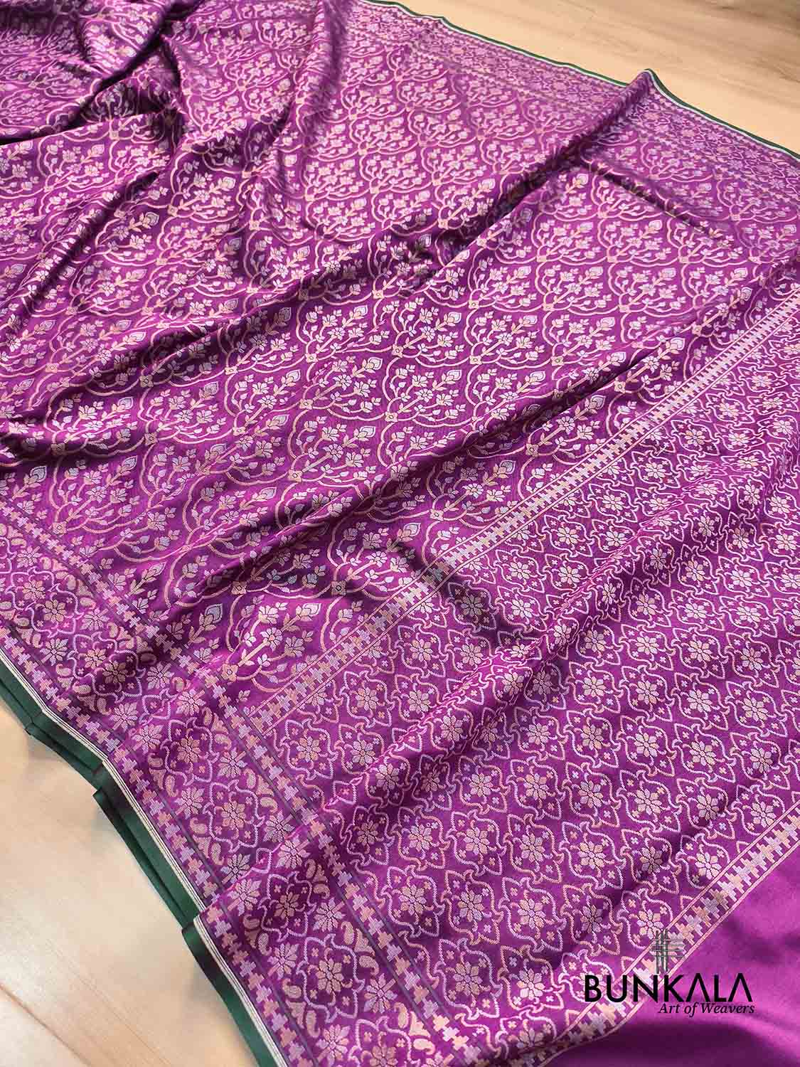 Purple Ektara Banarasi Jamdani Weaved Silk Saree