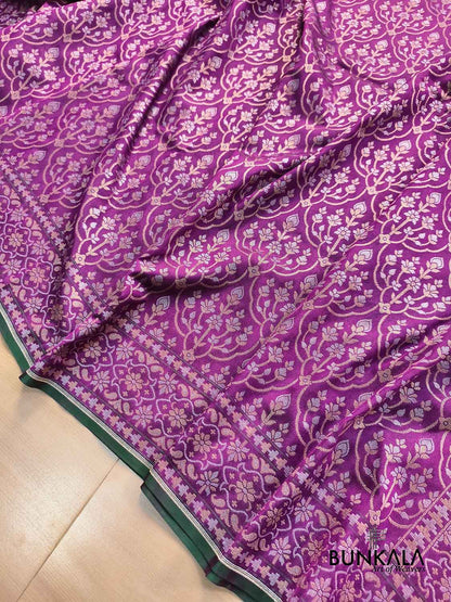 Purple Ektara Banarasi Jamdani Weaved Silk Saree