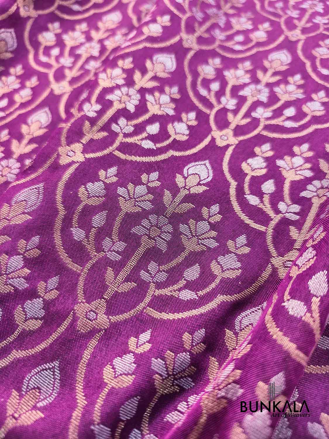 Purple Ektara Banarasi Jamdani Weaved Silk Saree