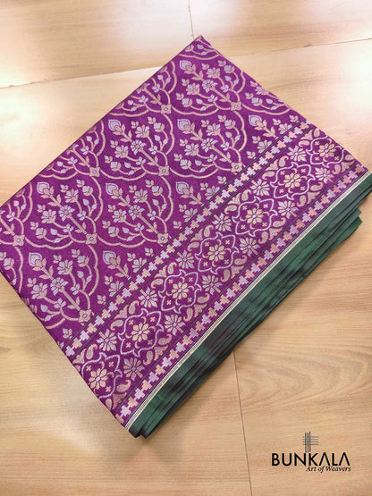 Purple Ektara Banarasi Jamdani Weaved Silk Saree