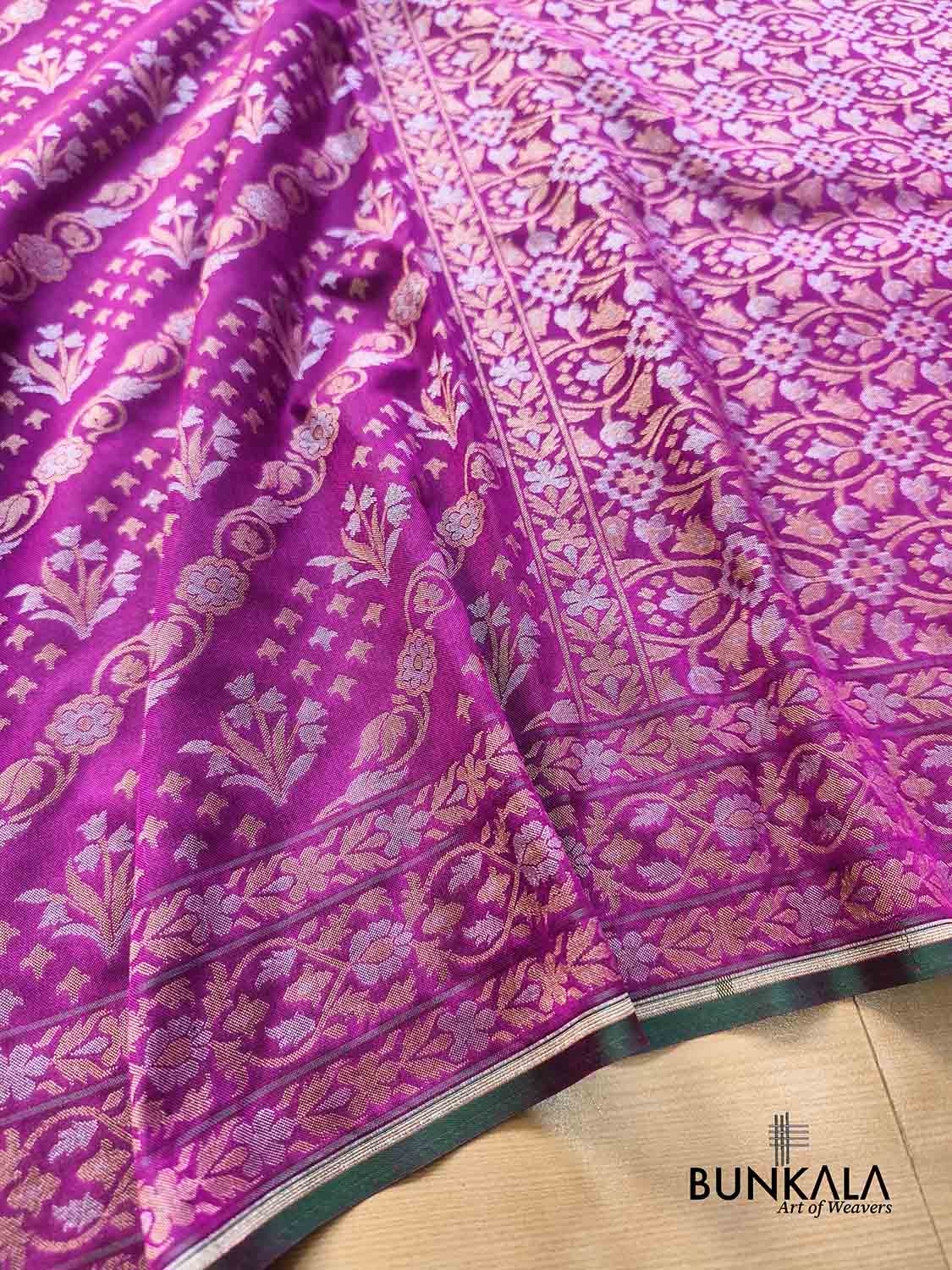 Purple Ektara Banarasi Jamdani Weaved Silk Saree