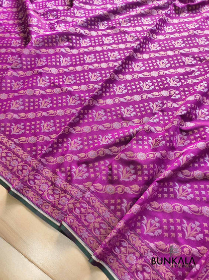 Purple Ektara Banarasi Jamdani Weaved Silk Saree