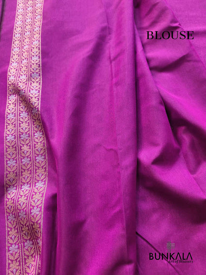 Purple Ektara Banarasi Jamdani Weaved Silk Saree