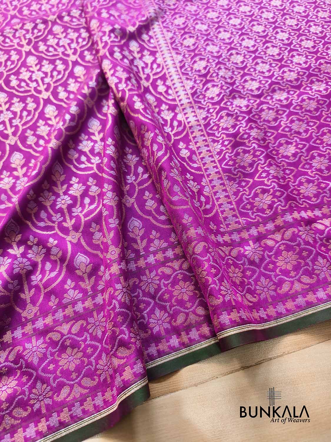 Purple Ektara Banarasi Jamdani Weaved Silk Saree