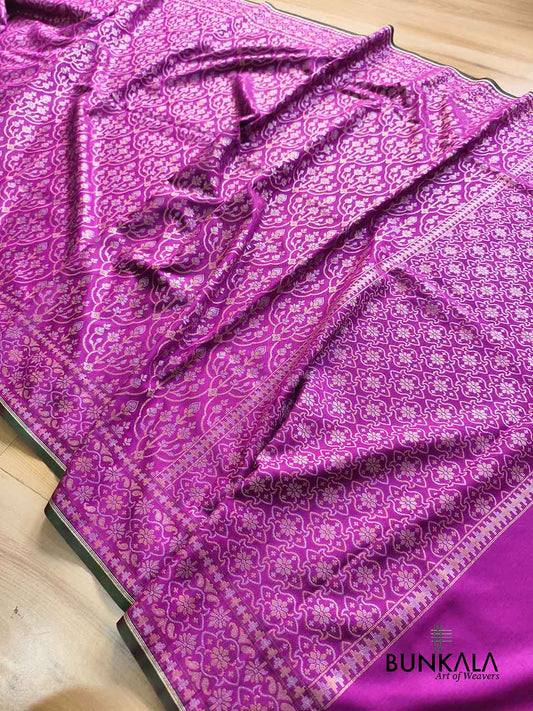 Purple Ektara Banarasi Jamdani Weaved Silk Saree