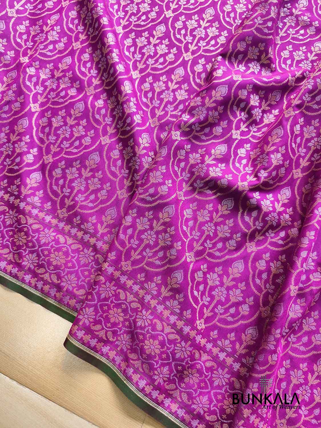 Purple Ektara Banarasi Jamdani Weaved Silk Saree