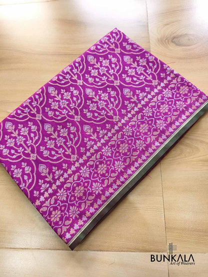 Purple Ektara Banarasi Jamdani Weaved Silk Saree