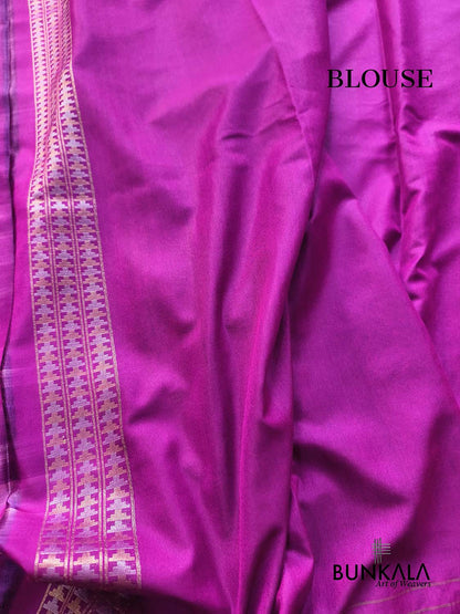 Purple Ektara Banarasi Jamdani Weaved Silk Saree